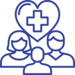 Life & Health icon - people with heart and hospital cross